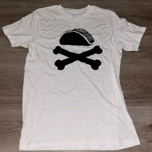 White Graphic Taco & Crossbones Men's T-Shirt